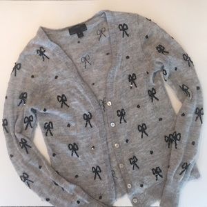 Angora sequin bow Cardigan